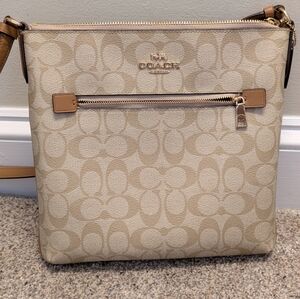 Coach Tan Crossbody Bag with Signature Monogram